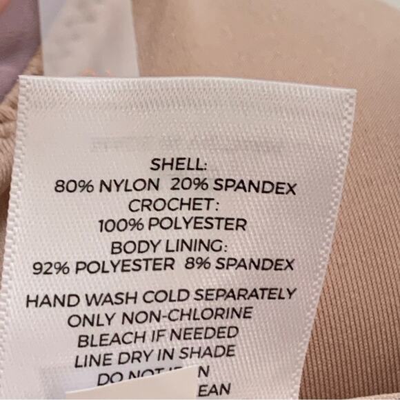 Shade & Shore Bikini Top Lavender Crochet Detail Tie Back Swimsuit Top Size 34B - Picture 8 of 12